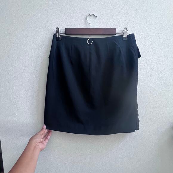 Modern Asymmetric Wrap Around Draped Black Mini Skirt Shesaid Women's Size 4 - Picture 2 of 6